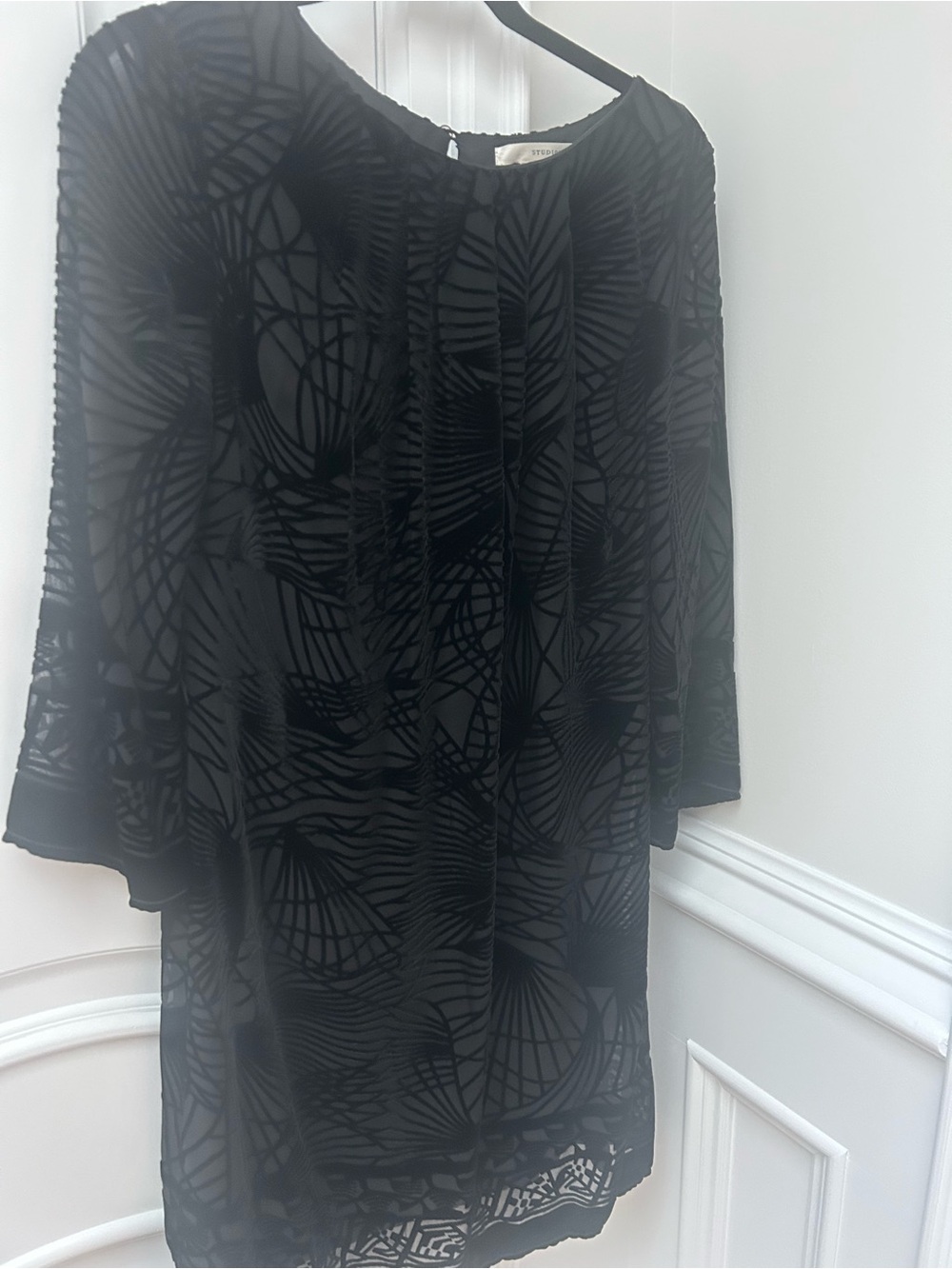 Studio M Black Patterned Long Sleeve Dress
